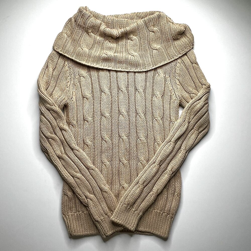 Daisy Fuentes Cowl Neck Cable Knit Sweater L